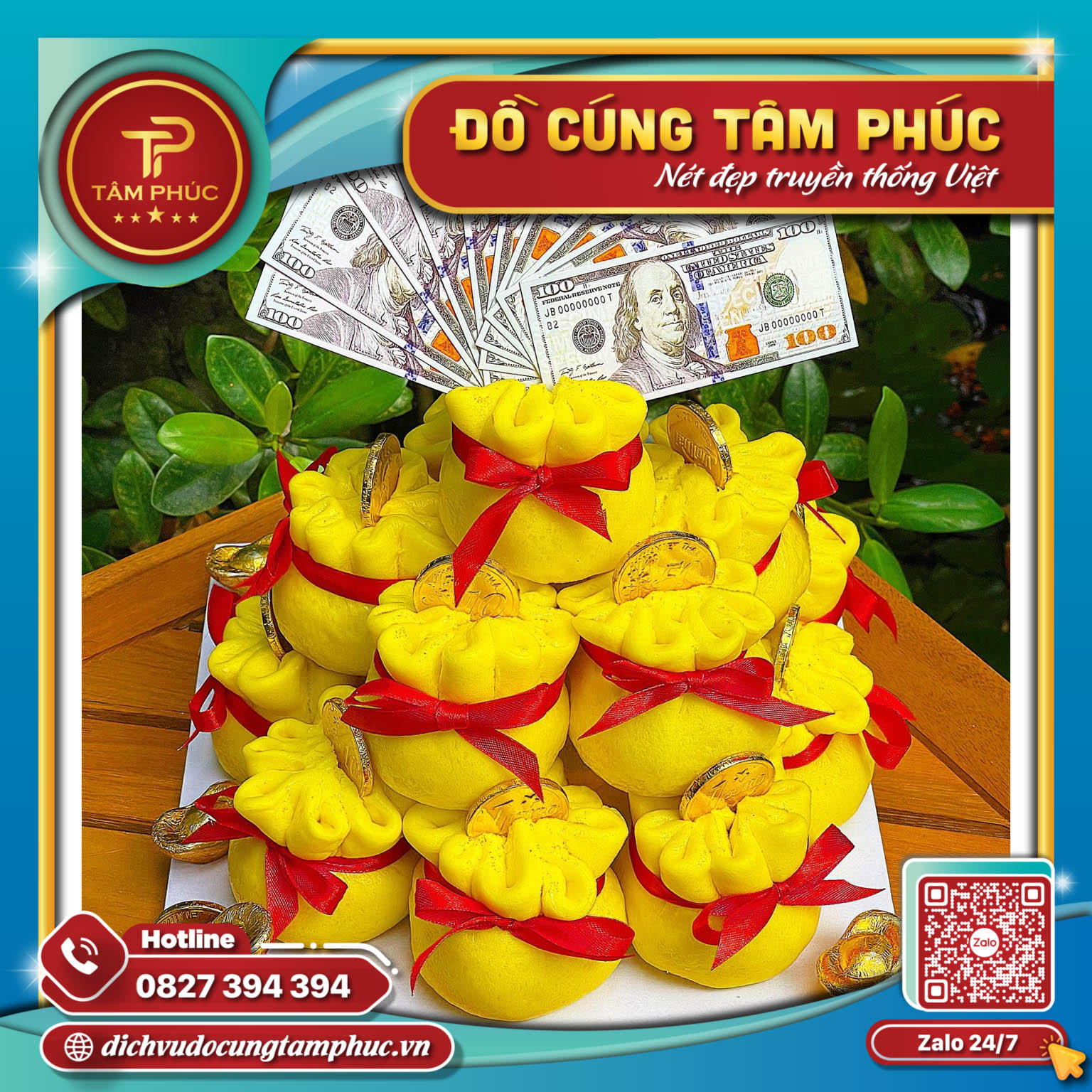 ✔Bánh Bao Túi Tiền Vàng Tài Lộc Dâng Lễ